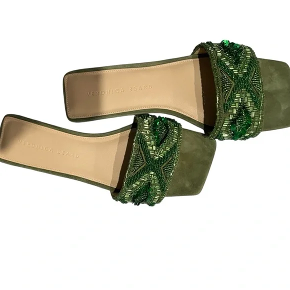 Veronica Beard Green Embellished Sandals - Picture 6 of 8
